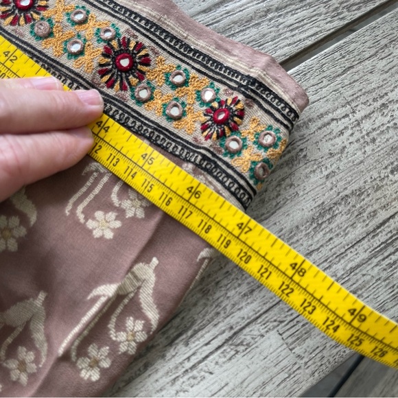 Vintage Indian Saree Sari Long Embroidered Scarf Wrap Dress - Picture 6 of 6